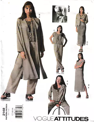 Vogue Attitudes Pattern 2148 Misses/Petite Jacket Pants Skirt Size 18-20-22 FF • $8.88