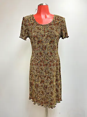 VTG Y2k Connected Apparel Leopard Print Crepe Dress Shoulder Pads 9p • $19.90