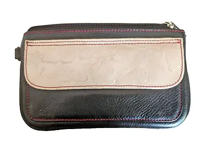 Designer MARIO HERNANDEZ Black Leather  Butterfly Embossed Wallet Handmade  • $17.99