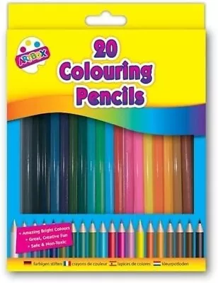 20 Full Size Colouring Pencils Set In 20 Assorted Colours Kids School Bag Filler • £3.49