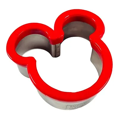 Disney Mickey Mouse Sandwich Cookie Cutter Red Grip 4.25” X 3.5” Kids Lunch • $8.87