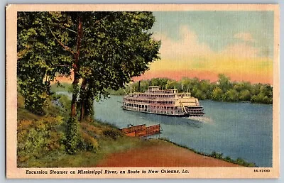 New Orleans LA - Excursion Steamer On Mississippi River - Vintage Postcard • $5.94