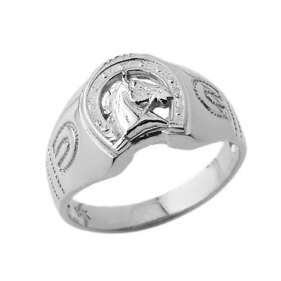 .925 Sterling Silver Lucky Horseshoe Statement Ring • $49.99