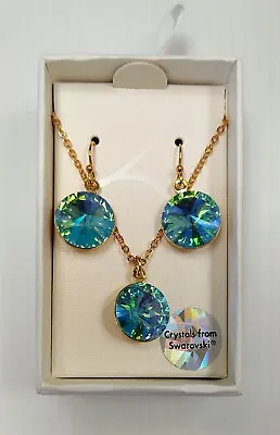 Nib Lovisa Genuine Swarovski Crystal Collection Necklace/earrings Set Green • $29.99