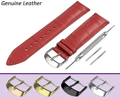 £7.95 • Buy Fits ALPINA Red Genuine Leather Watch Strap Band For Buckle Clasp Mens Pins