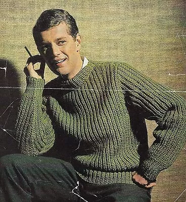 #244 Mens Fishermans Rib Sweater 38-44  Vintage Knitting Pattern • £3.49