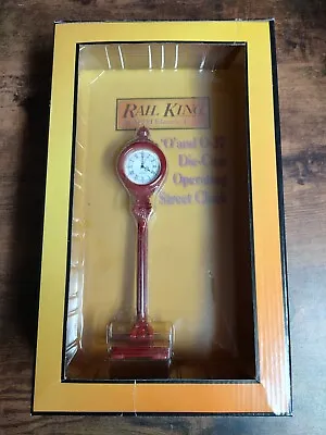 RAIL KING 1061 RED OPERATING DIECAST 1930 STYLE STREET CLOCK BATTERY Operated • $25