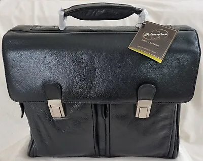 Buisness Bag Handcrafted Finest Genuine Leather Black Shoulder Laptop  Briefcase • £59.99
