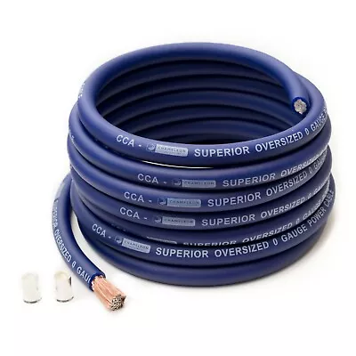 5 Metres Cca 0 Gauge Blue Power Cable Copper Clad Aluminium 0 Awg Inc Ferrules • £37.99