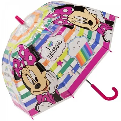 Disney's Minnie Mouse Children's Clear Dome Umbrella - I Love Rainbows • £9