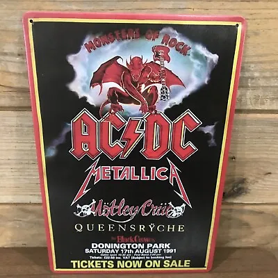 Monsters Of Rock 91- AC/DC Metallica Motley Crue Metal Sign 8 X12  Man-Cave  • $11.99