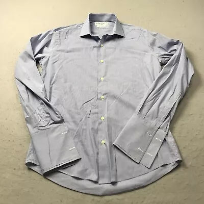 Yves Saint Laurent Shirt Mens 15 38 Blue White Stripe Casual Button Vintage YSL • $17.49