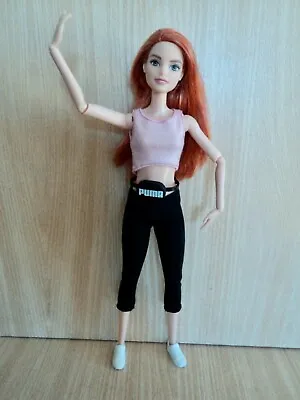 £16 • Buy Barbie. Pretty Fashionistas Red Head Doll In Black Leggings &  Puma Waist Bag