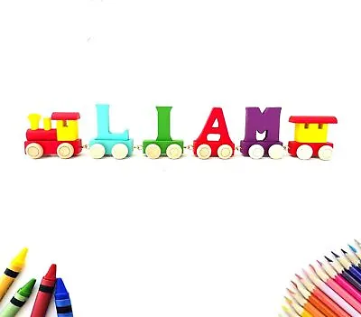 Personalised Wooden Train Name Eid Birthday CHRISTENING Boys & Girl BABY Gifts • £7.40