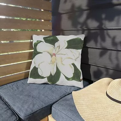 Magnolia Hand Art Reproduction Outdoor Pillows Backyard Patio UV-Resistant 16X16 • $34.95