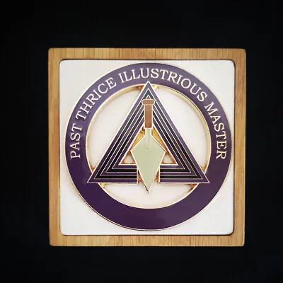 Masonic Car Emblem Metal Badge PAST THRICE ILLUSTRIOUS MASTER Freemason Sticker • $8.88