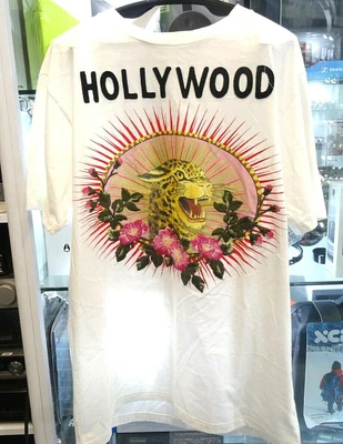 $699 • Buy Gucci Leopard Print Rose Embroidered Cotton T-Shirt White - Size S