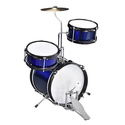 Kids Drum Set W/ 3 Drums Bass Tom  Cymbal Throne Stool Kit For Boy Girl Gift • $95.90