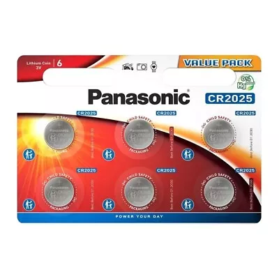 6 X Panasonic CR2025 Lithium Batteries 3V Coin Cell DL2025 2025 BR2025 • £4.69