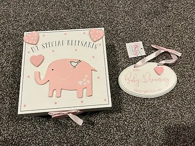 Baby Girls New Baby Pink Elephant My Special Keepsakes Memory Trinket Box Gift • £4