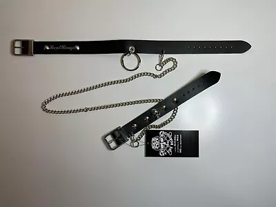 Sex Pot Revenge Emo Punk Visual Kei Black Leather Collar & Connected Bracelet • $65