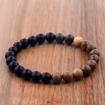 Men Women 8mm Natural Round Gemstone Bead Handmade Beads Bracelets Charm Jewelry • $7.29