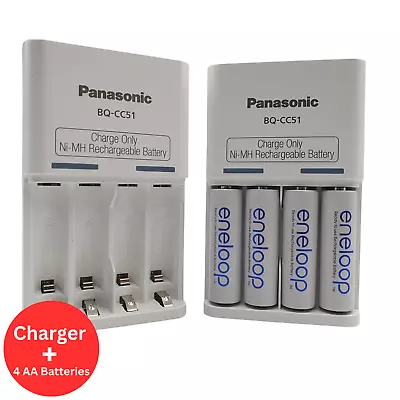 Panasonic Eneloop Quick Charger W/ 4x AA Batteries 2000mAh 90-180min Charge AU • $39.97