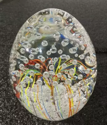 Handblown Art Glass Paperweight Fireworks And Bubbles 3 1/2  Tall • $19.99