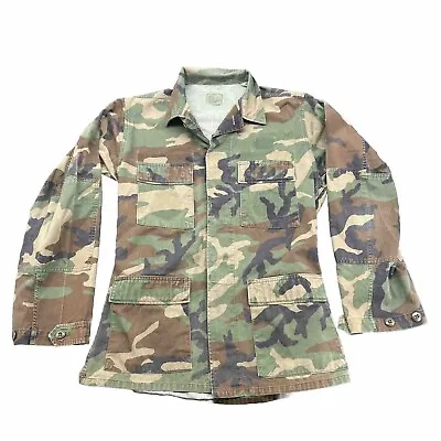 VTG Army Navy Marine Shirt Small Long HOT Weather Woodland Combat CAMO BDU Coat • $48.78