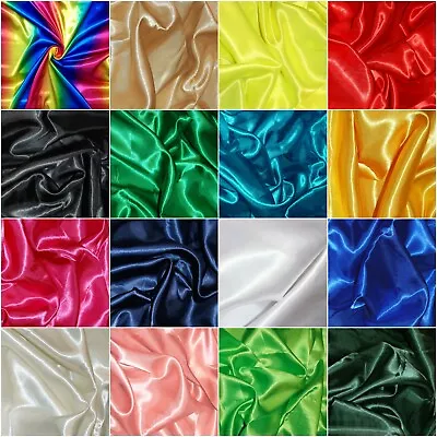 £3.99 • Buy Premium Silky Satin Dress Craft Fabric Plain Luxury Wedding Material 150cm Wide