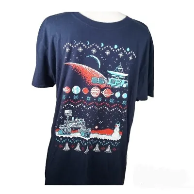 Space Invaders Christmas Tee Gildan Soft Style Blue XL Short Sleeve Space Xmas  • $10.74