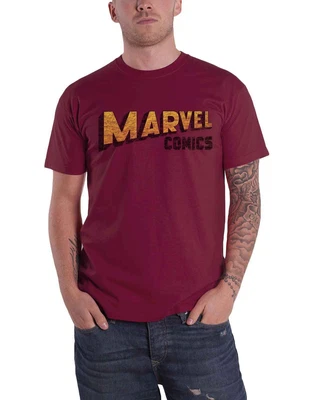 £13.95 • Buy Marvel Comics T Shirt Warped Logo New Official Mens Maroon Red