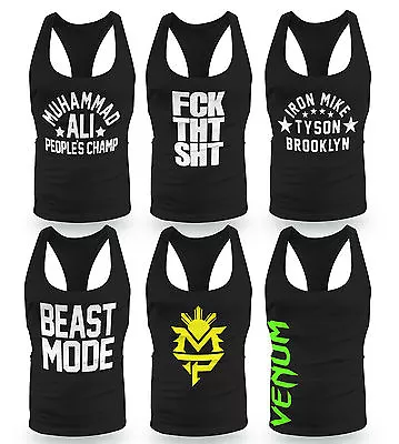 £9.99 • Buy MMA GYM BODYBUILDING Boxing Stringer Racerback Vest Workout Training Top Vest