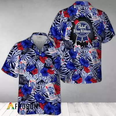 Summer Aloha Floral Pabst Blue Ribbon Hawaiian Shirt HU • $29.90