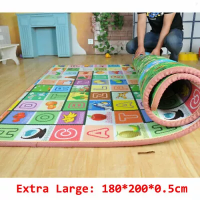 Extra Large 2 Side Baby Mat Kids Crawling Deucational Play Soft Foam Foldable 2M • £18.99