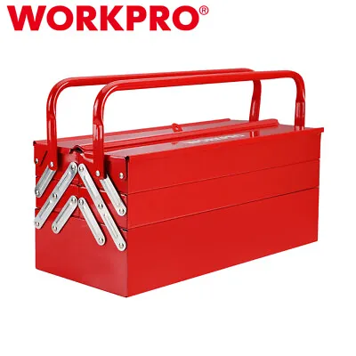 WORKPRO 18  Metal Tool Box Cantilever Folding Storage Box 5-Trays Tool Organizer • $59.84