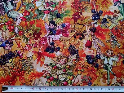 Michael Miller Fabric - VERY BERRY FAIRY - Mustard - 100% Cotton Per FAT QUARTER • £6.75