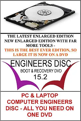 £3.99 • Buy PC & Laptop Boot Disc Computer Engineers  Repair Tools Recovery DVD Enlarged 