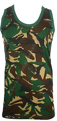 Mens Camouflage Sleeveless Cotton Vest Army Combat Gym Muscle Big S-5XL • £5.99