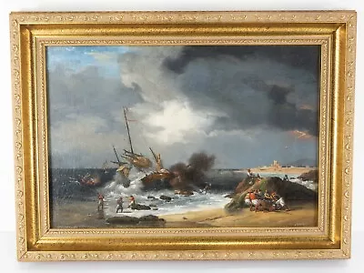 Antique English Naval Warfare Oil On Canvas Painting By John Thomas Serres R.A. • £3214.01