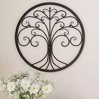 Decor “ Iron Metal Tree Of Life Modern Wall Sculpture Art Round For Living Room  • $21.80