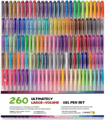 Glitter Gel Pen Aen Art Set Of 260 Unique Colors Glitter Pens With Grip F Gift • $39.99