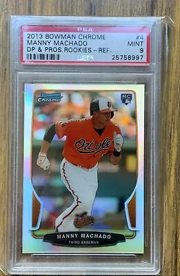 2013 Bowman Chrome Draft Refractor Manny Machado PSA 9 RC #4 Padres • $34