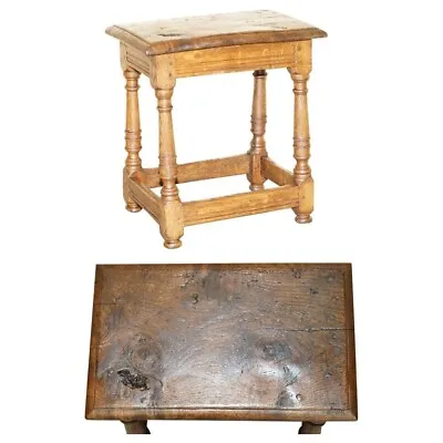 Stunning Heavily Burred Oak Antique 18th Century Circa 1780 Jointed Stool Table • $2404.64