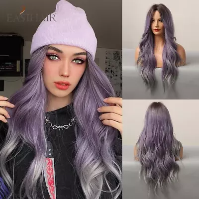 Ombre Mixed Purple Blonde Synthetic Wave Heat Resistant Fiber Cosplay Lolita Wig • £36.07