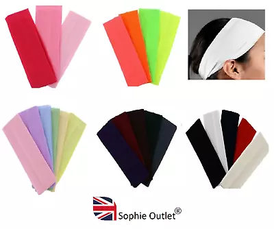 7cm Wide Stretchy Headband Lycra Kylie Band Ladies Sports Hair Gym Hairband UK • £2.51