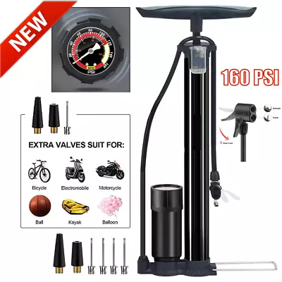 Bike Floor Pump With GaugeBike Pump High Pressure 160 PsiBicycle Pump With Air • $16.54