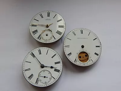 3 X MENS WALTHAM P. S. BARTLETT KEY WIND POCKET WATCH MOVEMENTS D 46 Mm J37 • $24.88