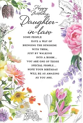 Daughter In Law Birthday Greeting Card 9 X6  Flowers Nice Verse • £2.79