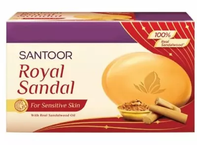 SANTOOR  ROYAL SANDAL BATH SOAP BAR 125g X 4 Pack For Sensitive Skin • £13.99